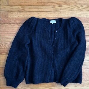 Sezane balloon sleeve navy sweater